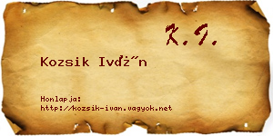 Kozsik Iván névjegykártya